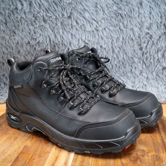 Reebok Men's Black Waterproof Sport Hiker Composite Toe Boots M8 W10 EUC - Picture 1 of 9